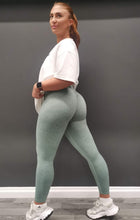 Load image into Gallery viewer, SAGE GREEN marl scrunch leggings