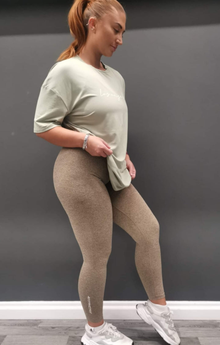 MOCHA marl scrunch leggings